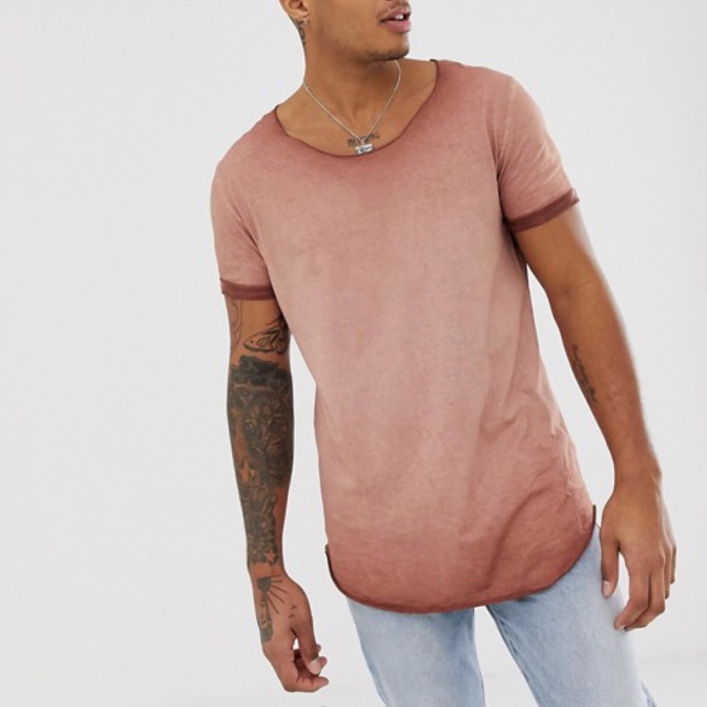 ASOS Scoop Neck Ombré Longline T shirt